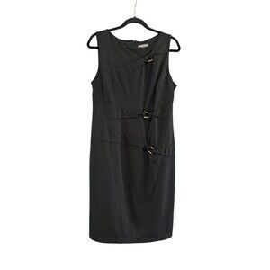 Roz & Ali Black Sleeveless Sheath Dress Knee Length Women's Size 14